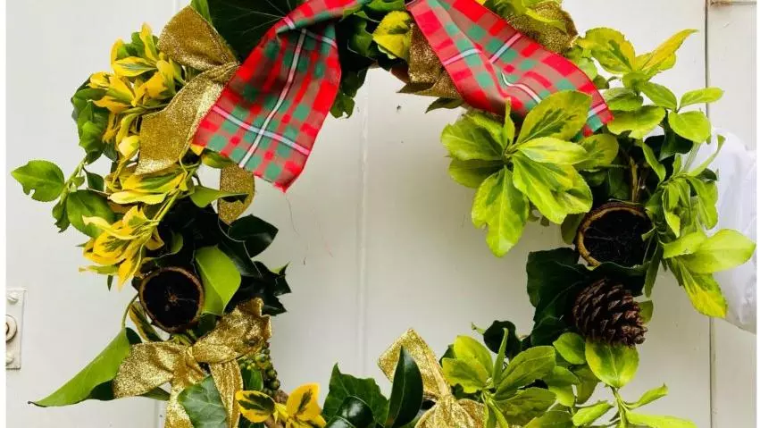 wreath with ribbon