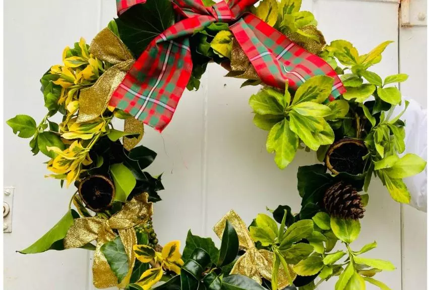 wreath with ribbon